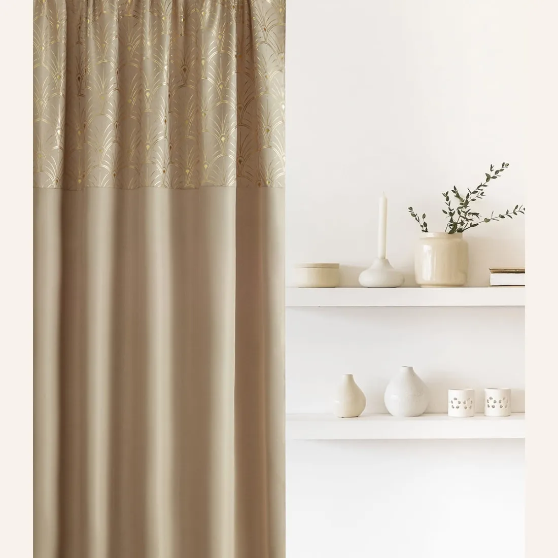 Závěs BELISSA - béžový, 140x250 cm - uchycení řasící páska