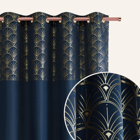 Záclona BELISSA - modrá, 140x260 cm - nástavec s ozdobnými kolečky
