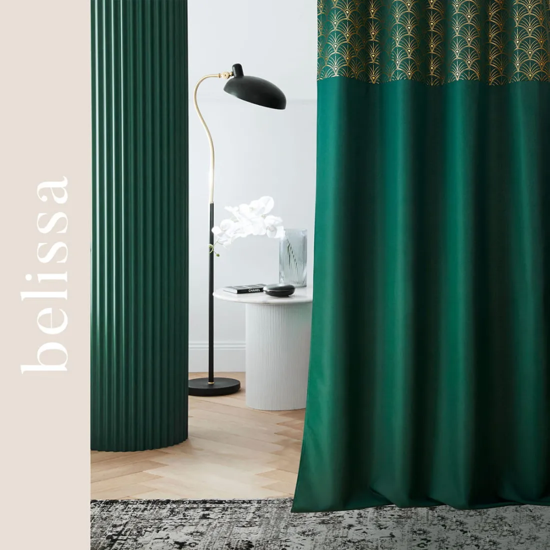 Závěs BELISSA - zelený, 140x250 cm - uchycení řasící páska