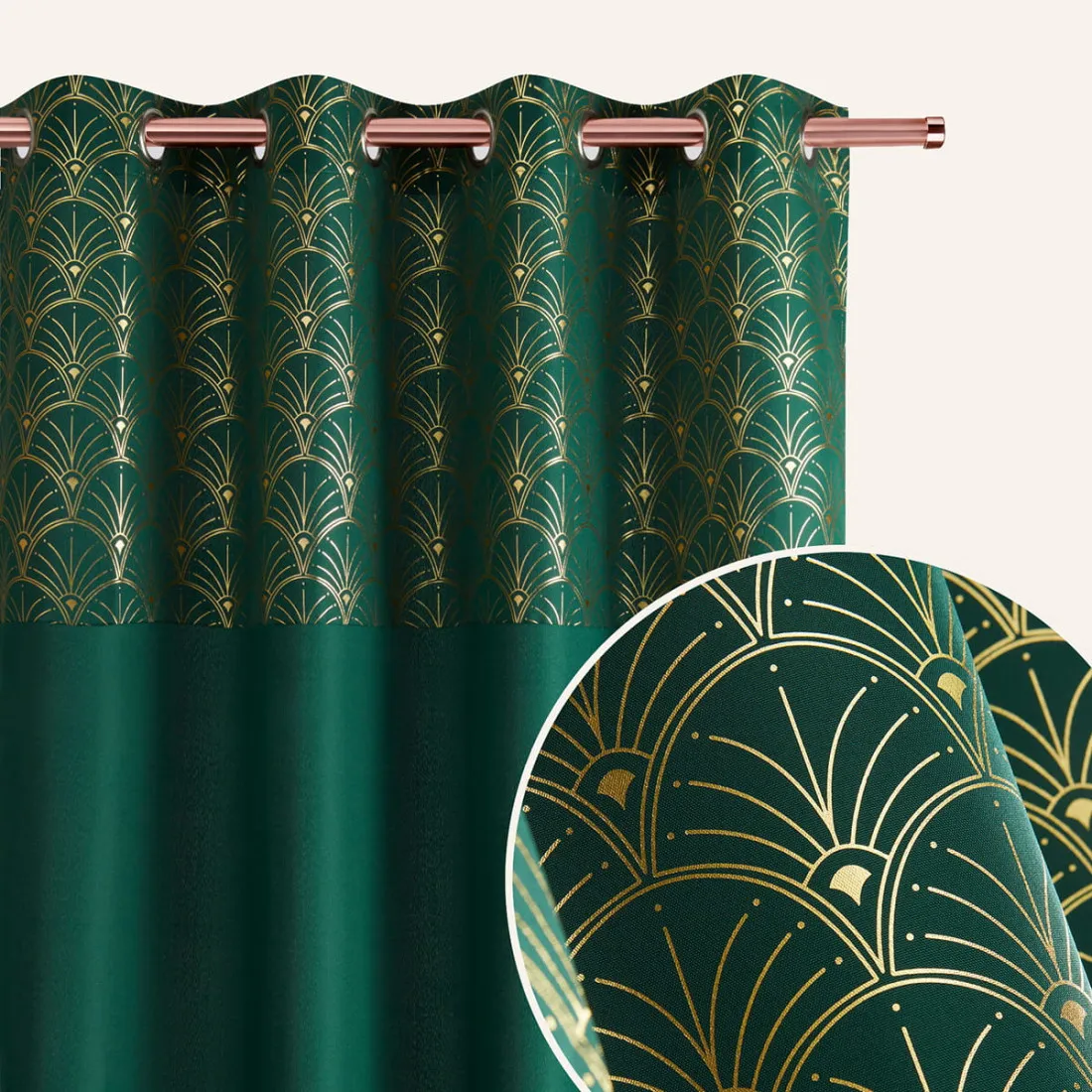 Závěs BELISSA - zelený, 140x280 cm - uchycení dekorační kolečka