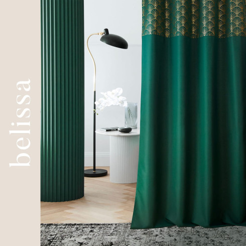 Záves BELISSA - zelený, 140x280 cm - uchytenie dekoračné kolieska