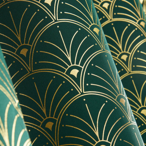 Záves BELISSA - zelený, 140x280 cm - uchytenie dekoračné kolieska