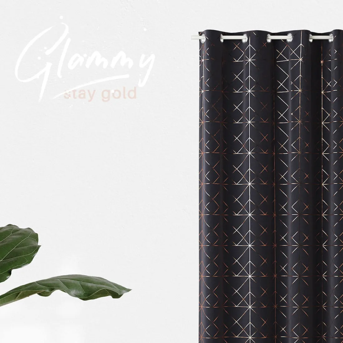 Závěs GLAMMY - dark grey 140x250 cm - uchycení dekorační kolečka