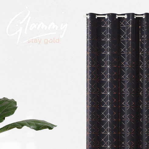 Závěs GLAMMY - dark grey 140x250 cm - uchycení dekorační kolečka