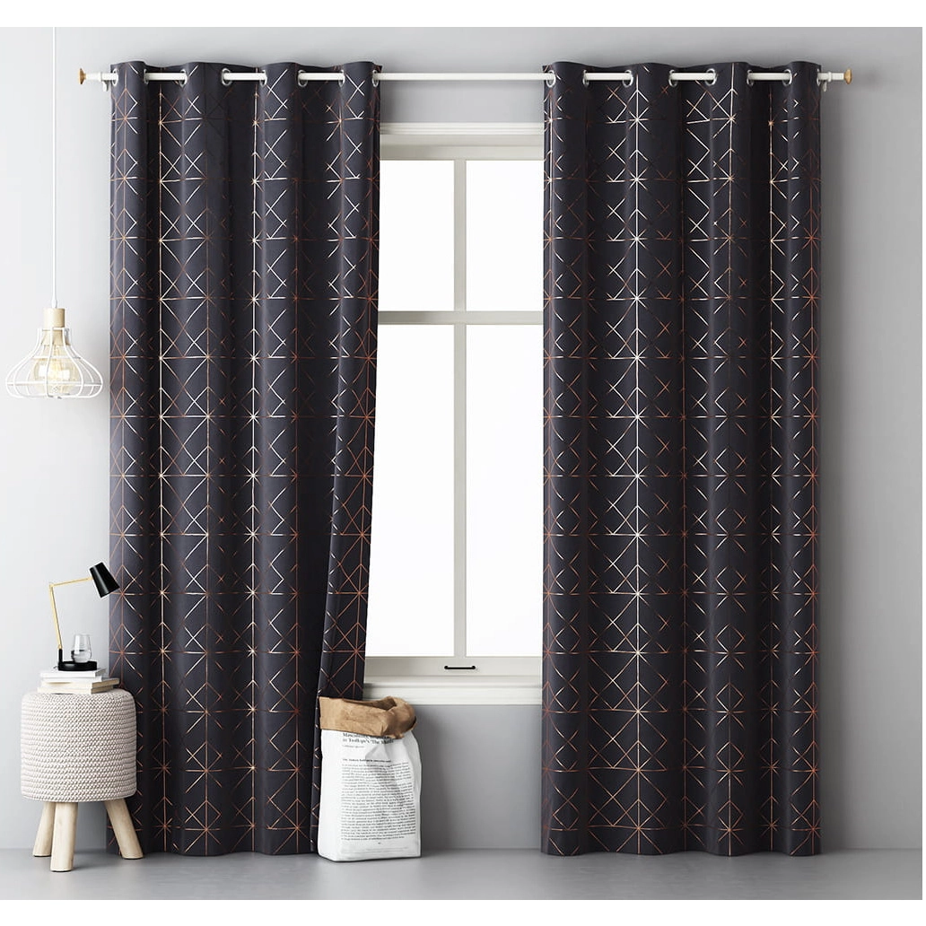 Závěs GLAMMY - dark grey 140x250 cm - uchycení dekorační kolečka