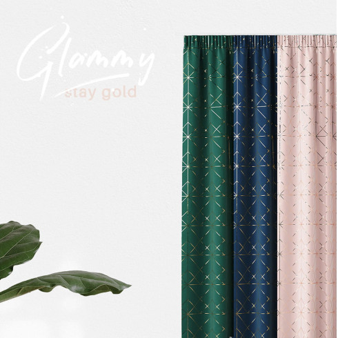 Závěs GLAMMY - dark grey 140x250 cm - uchycení dekorační kolečka