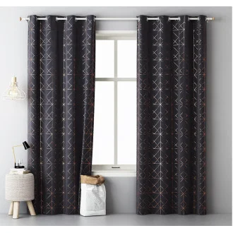 Závěs GLAMMY - dark grey 140x250 cm - uchycení dekorační kolečka