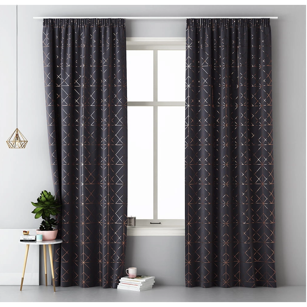 Závěs GLAMMY - dark grey 140x250 cm - uchycení řasící páska