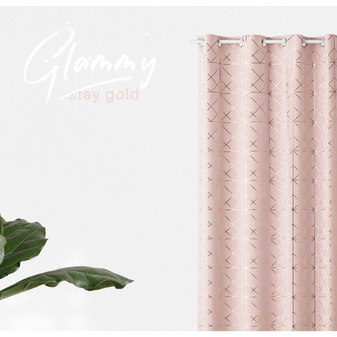 Závěs GLAMMY - růžový 140 x 250 cm - uchycení dekorační kolečka