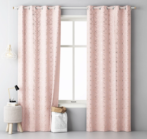 Závěs GLAMMY - růžový 140 x 250 cm - uchycení dekorační kolečka