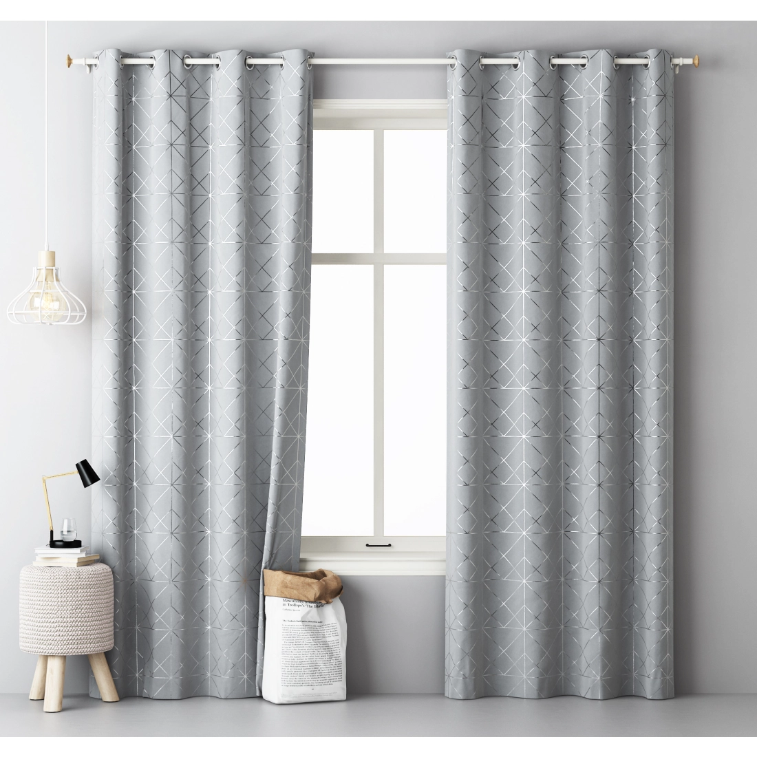 Závěs GLAMMY - šedý 140x250 cm - uchycení dekorační kolečka