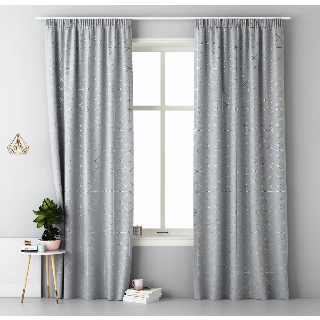 Závěs GLAMMY - šedý 140x250 cm - uchycení dekorační kolečka