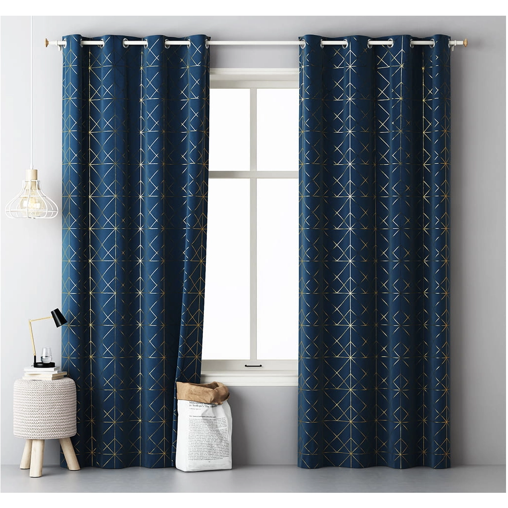 Závěs GLAMMY - tmavě modrý 140x250 cm - uchycení dekorační kolečka