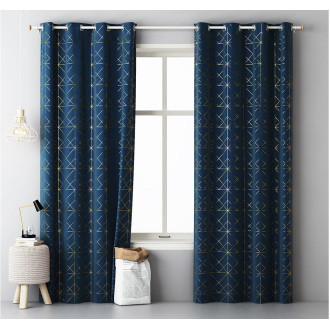 Záves GLAMMY - tmavomodrý 140x250 cm - uchytenie dekoračné kolieska