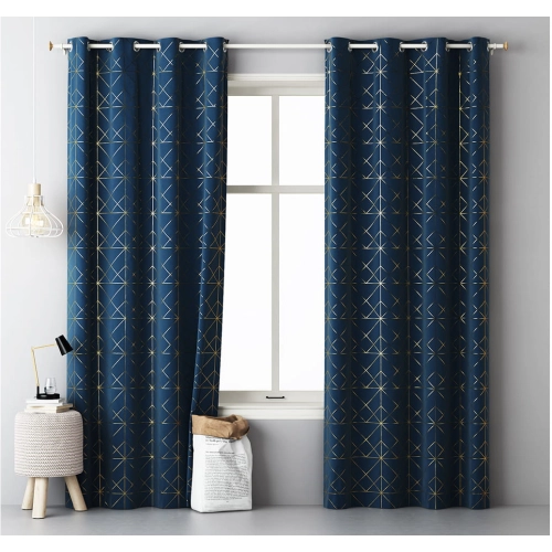 Závěs GLAMMY - tmavě modrý 140x250 cm - uchycení dekorační kolečka