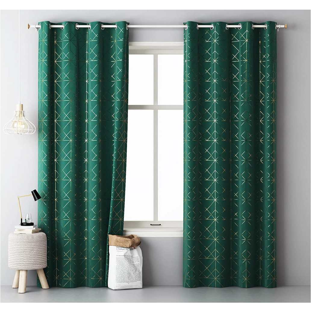 Závěs GLAMMY - zelený 140x250 cm - uchycení dekorační kolečka