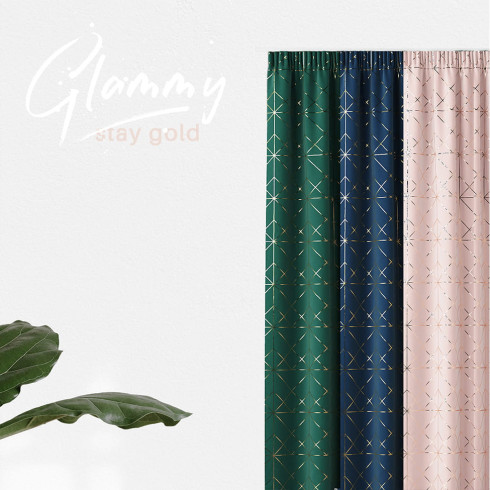 Záves GLAMMY - zelený 140x250 cm - uchytenie dekoračné kolieska