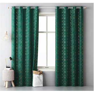 Záves GLAMMY - zelený 140x250 cm - uchytenie dekoračné kolieska