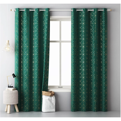 Závěs GLAMMY - zelený 140x250 cm - uchycení dekorační kolečka