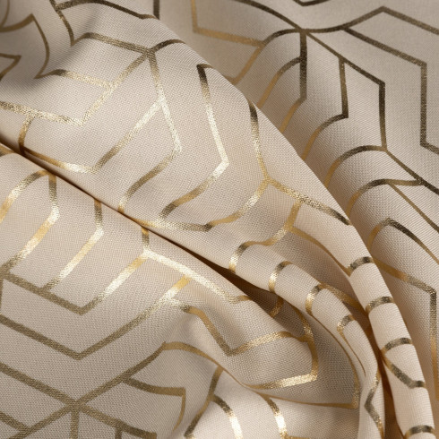 Záves s geometrickou potlačou 140x250 cm - béžový - uchytenie dekoračné kolieska