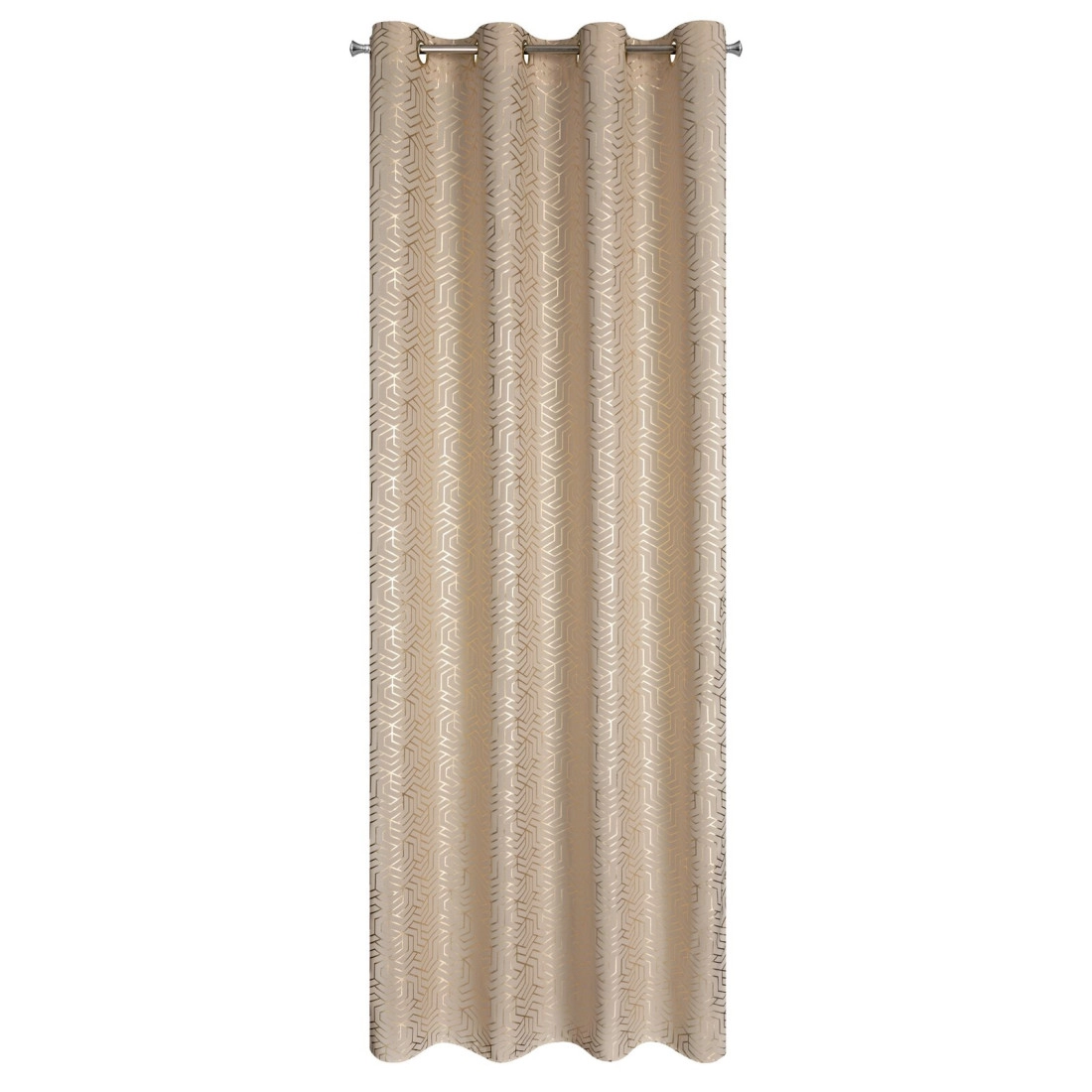 Geometriai mintás függöny 140 x 250 cm - bézs - rögzítés: dekoratív karikák