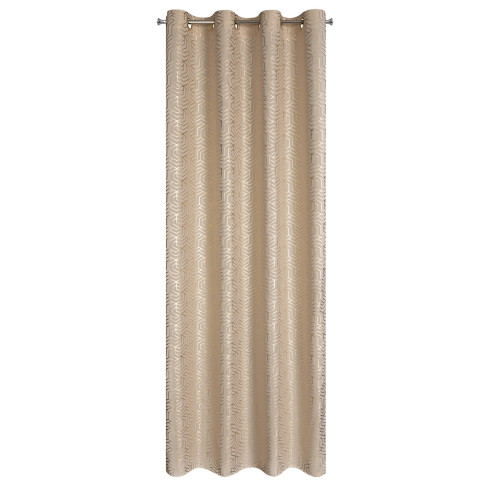 Záves s geometrickou potlačou 140x250 cm - béžový - uchytenie dekoračné kolieska