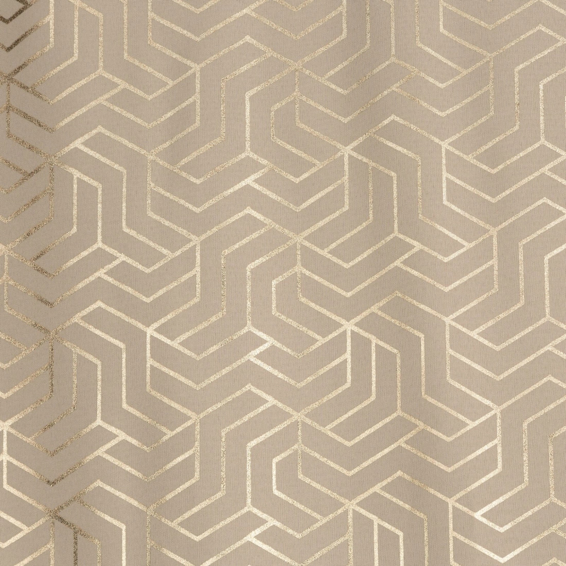 Geometriai mintás függöny 140 x 250 cm - bézs - rögzítés: dekoratív karikák