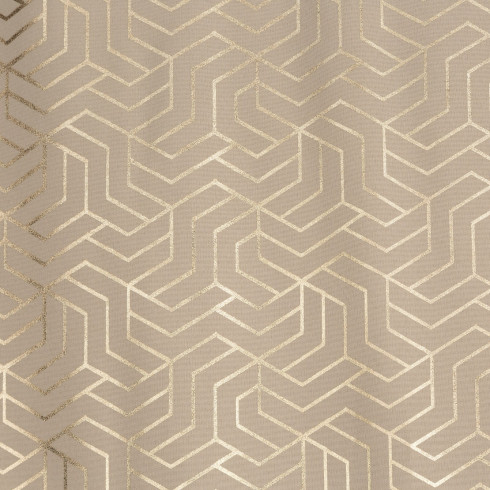 Záves s geometrickou potlačou 140x250 cm - béžový - uchytenie dekoračné kolieska