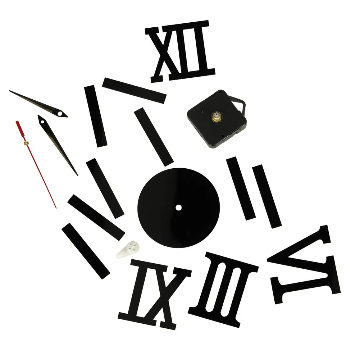 Dizajnové 3D nalepovacie hodiny 130 cm - rímske číslice, čierne