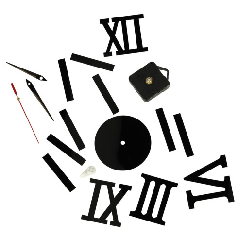 Dizajnové 3D nalepovacie hodiny 130 cm - rímske číslice, čierne