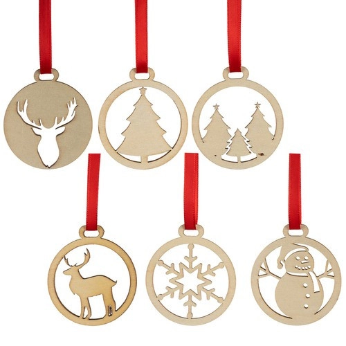 Dřevěné vánoční ozdoby na stromeček 36 ks