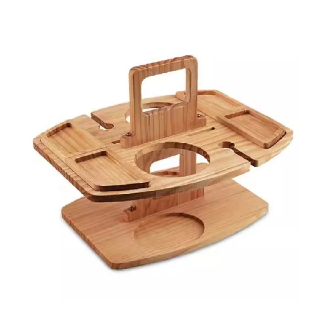 Dřevěný podnos na sklenice, víno a občerstvení - přenosný