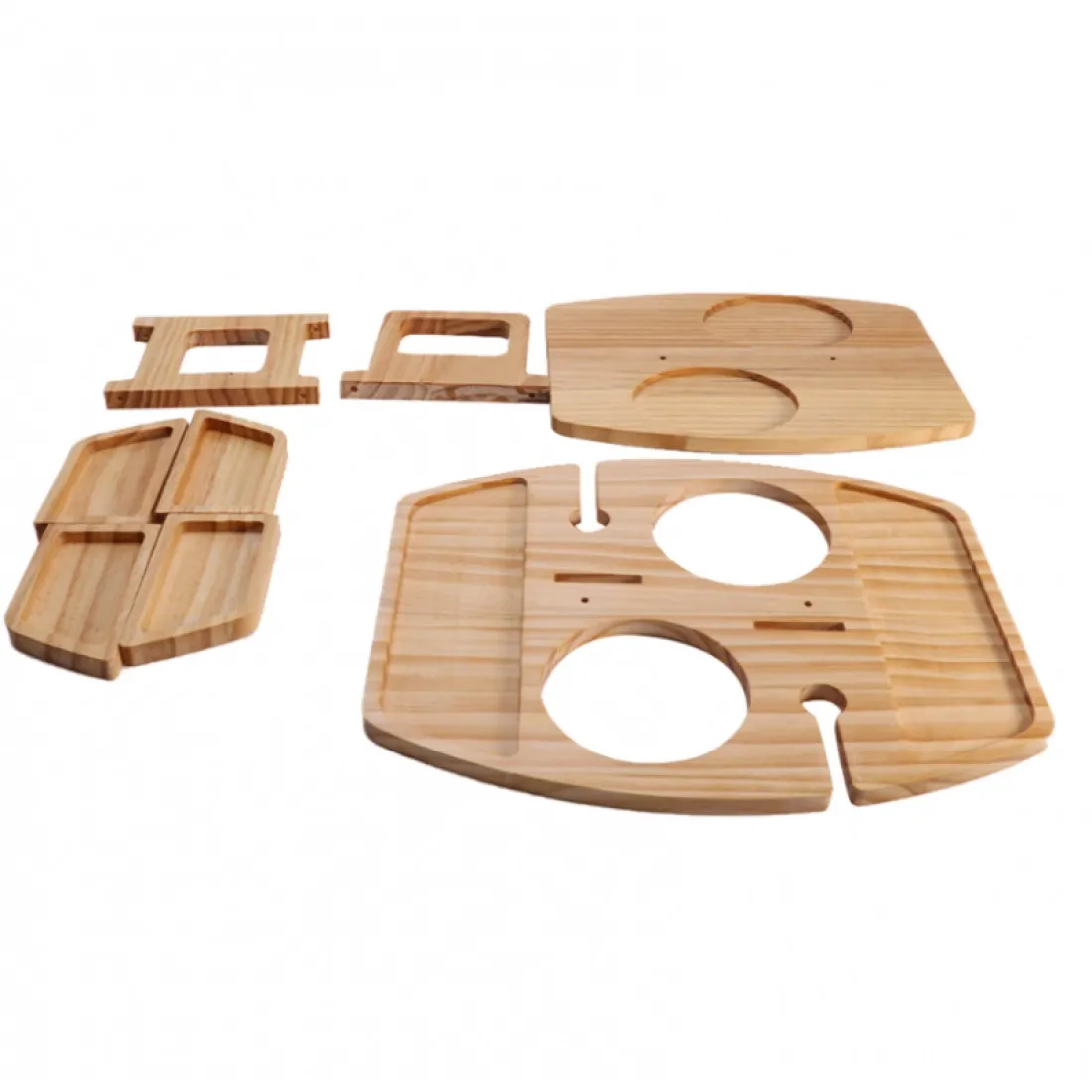 Dřevěný podnos na sklenice, víno a občerstvení - přenosný