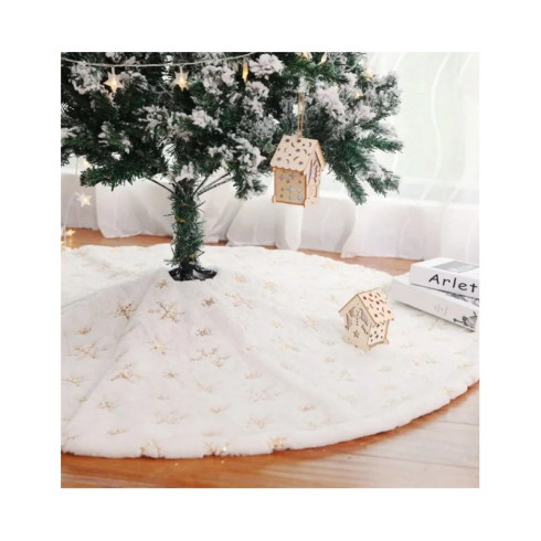 Koberec pod vánoční stromeček - zlaté hvězdičky 122 cm