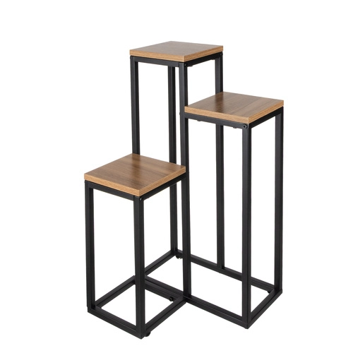 Kovový 3-úrovňový stojan na kvety Loft 67 cm, čierny