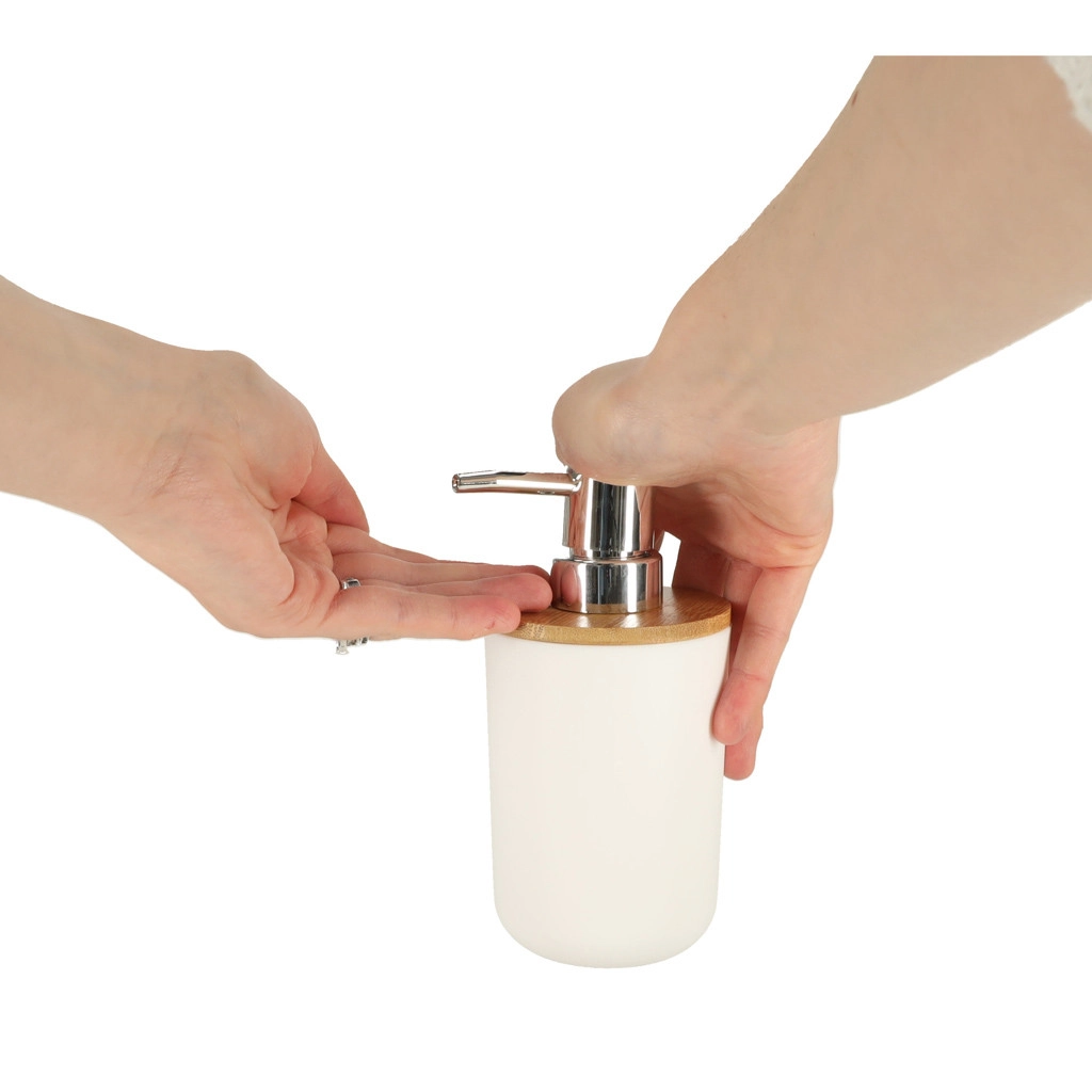 Koupelnová sada - dávkovač, kartáč - sada 6 kusů, bílá