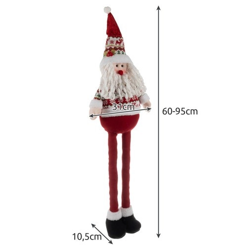 Mikuláš/Santa Claus s teleskopickými nohami 60–95 cm, bílo‑červený
