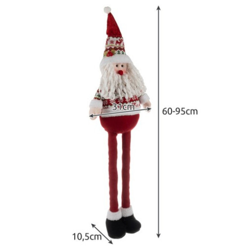Mikuláš/Santa Claus s teleskopickými nohami 60–95 cm, bielo‑červený