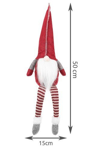 Sediaci vianočný škriatok 50 cm, červený