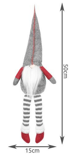 Sediaci vianočný škriatok 50 cm, šedý