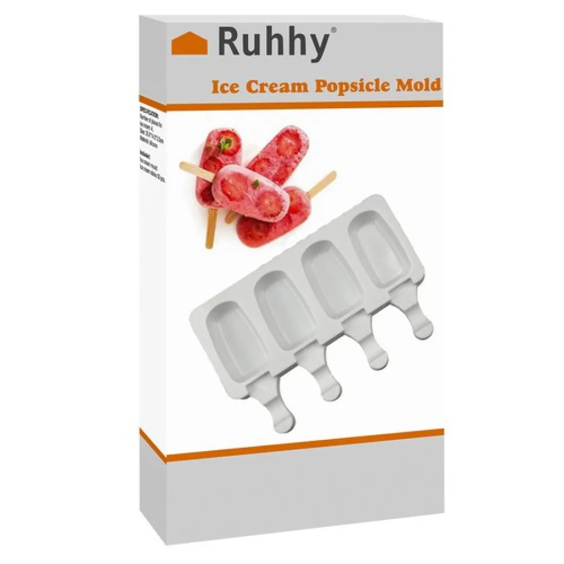 Silikónová forma na nanuky - cakesicles 4 ks + 50 drevených paličiek