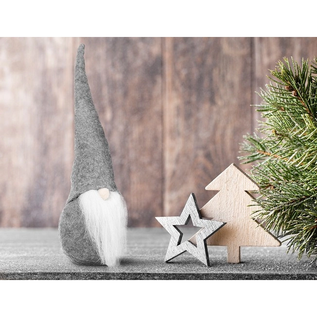 Stojaci vianočný škriatok 30 cm, sivý