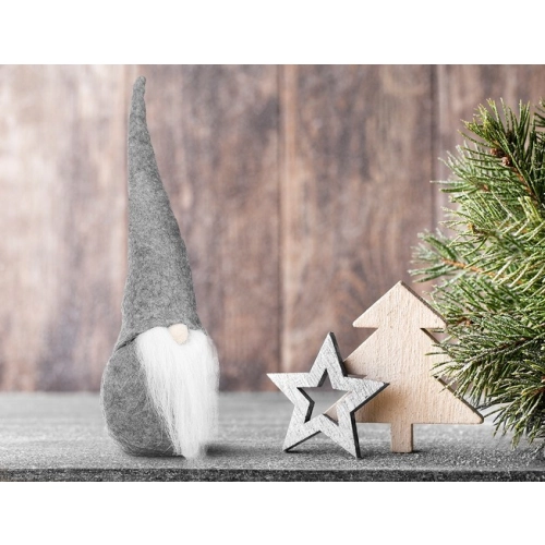 Stojaci vianočný škriatok 30 cm, sivý