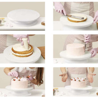 Tortový stojan otočný 28 cm + stierky 3 ks