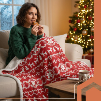 Vianočná deka 130×170 cm, červeno-biela