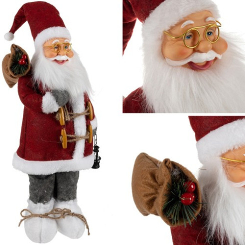 Vánoční dekorace Santa Clause 45 cm s lucernou, červená