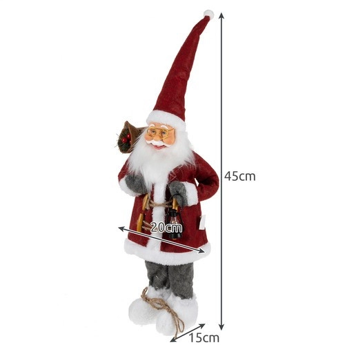 Vánoční dekorace Santa Clause 45 cm s lucernou, červená