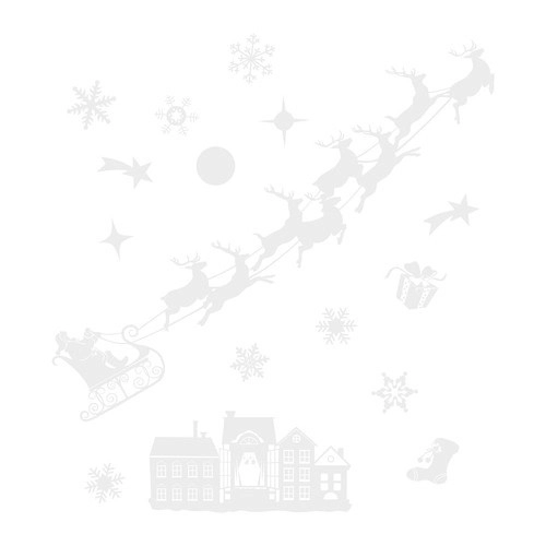 Vianočné nálepky na okno - Santa Claus na saniach
