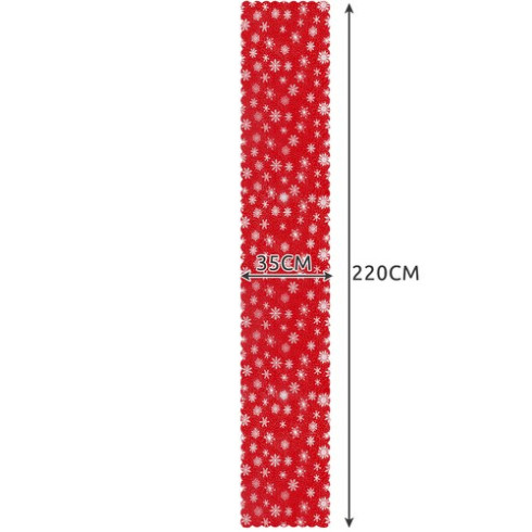 Vianočný behúň na stôl 220×35 cm – červený s bielymi vločkami