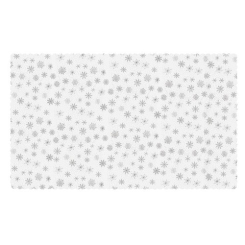 Vianočný biely obrus so striebornými snehovými vločkami, 220 x 140 cm
